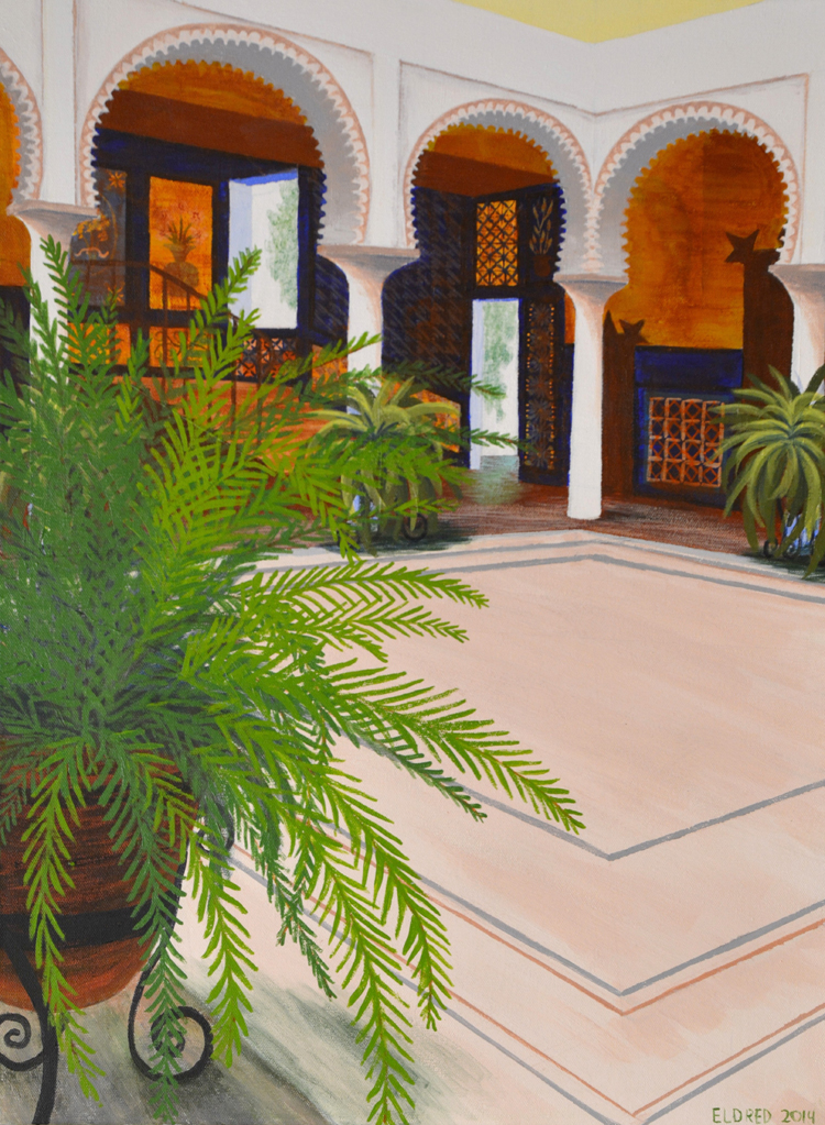 Courtyard with fern, Viana Palace, Cordoba, Spain